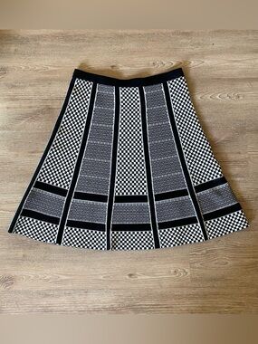 Spense Knit Checkered Midi Skirt